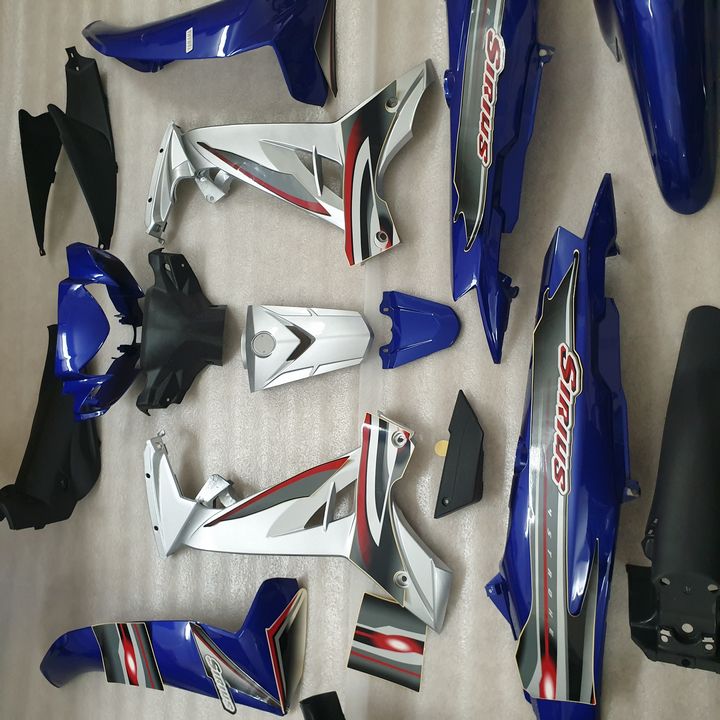 [TẶNG TEM] Bộ dàn áo xe SIRIUS - Nhựa nguyên sinh ABS màu XANH TÍM THAN - có KHUYẾN MẠI BỘ TEM 3 LỚP