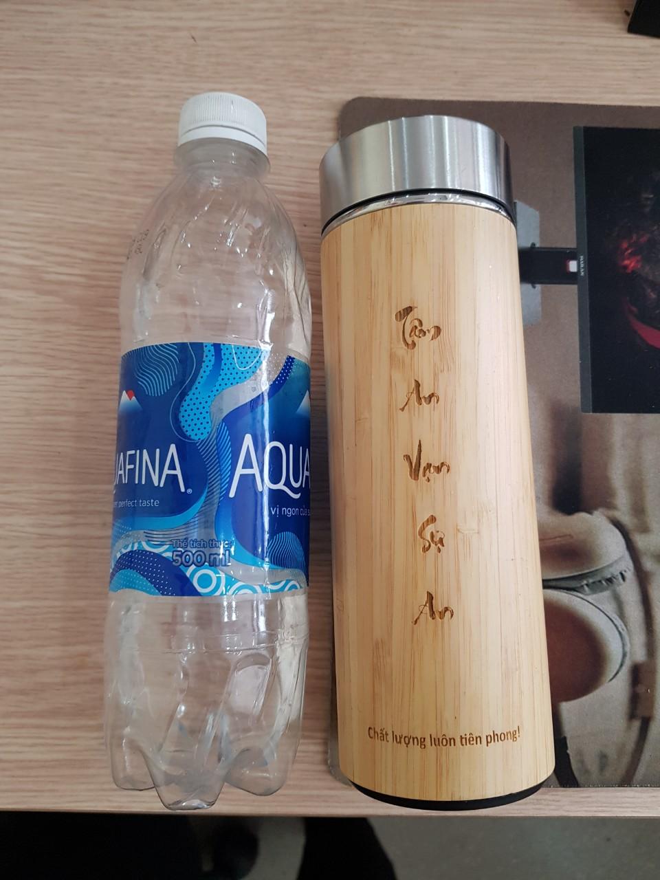 [Bán sỉ] Bình giữ nhiệt vỏ tre 350ml