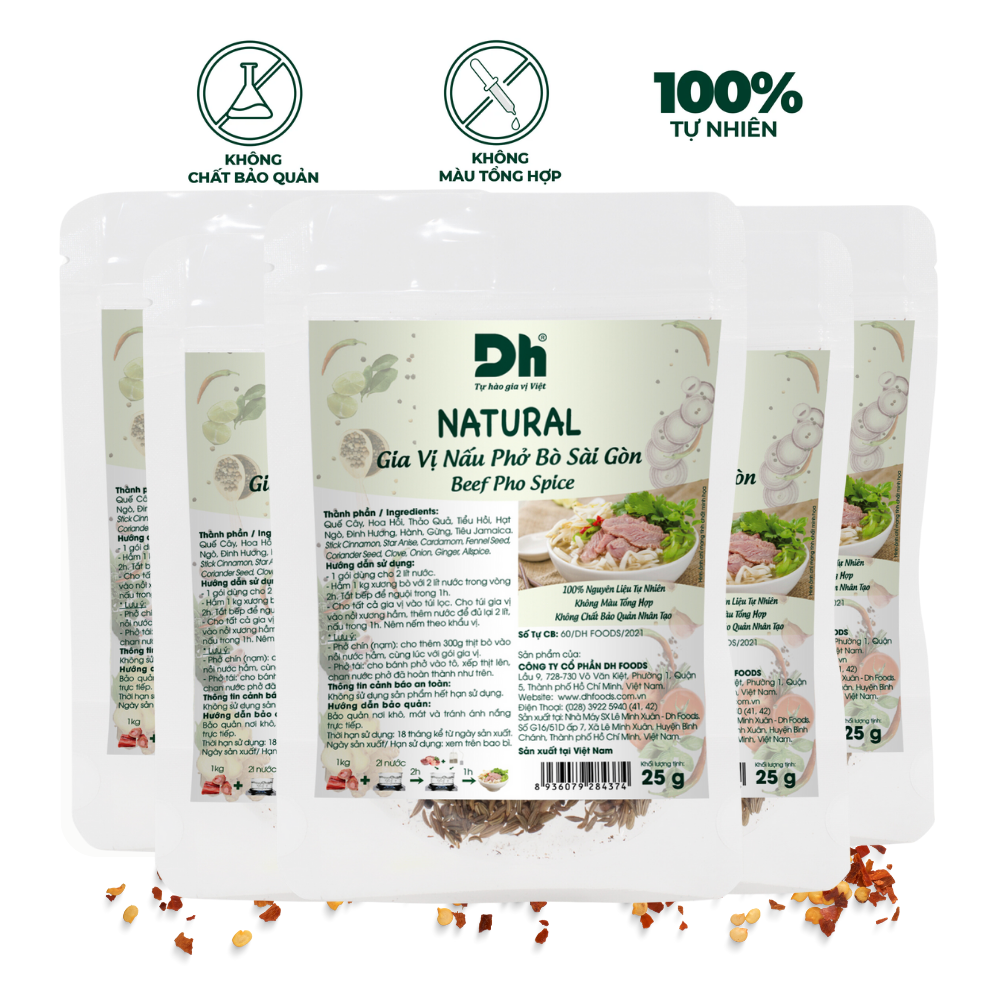 Combo 5 natural gia vị nấu phở bò sài gòn dh foods