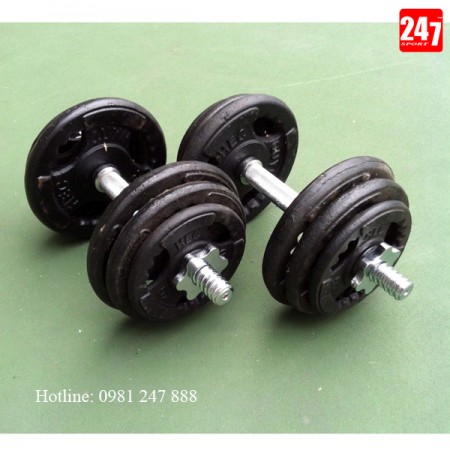 BỘ 2 TẠ THÁO LẮP 44KG ( 4 MIẾNG TẠ GANG 5KG, 4 MIẾNG 3KG, 4 MIẾNG 2KG )