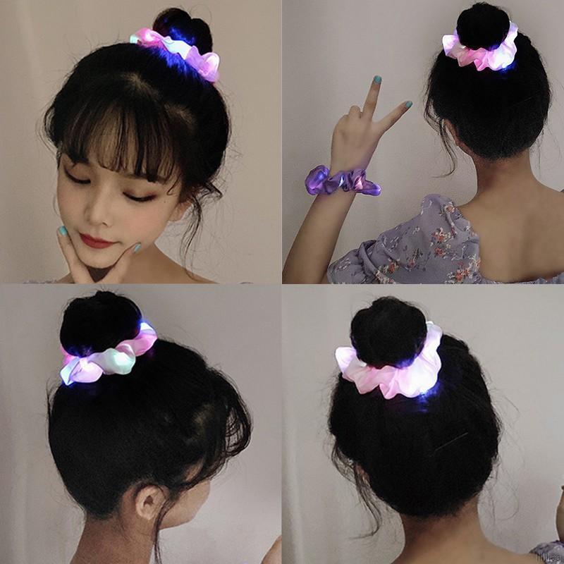 ( ĐƯỢC CHỌN MÀU ) Dây buộc tóc Scrunchies Hàn Quốc đèn led phát sáng