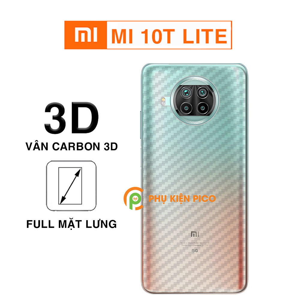 Dán lưng Mi 10T Lite trong suốt nổi vân Carbon 3D tản nhiệt tốt - Dán lưng vân Carbon Xiaomi Mi 10T Lite