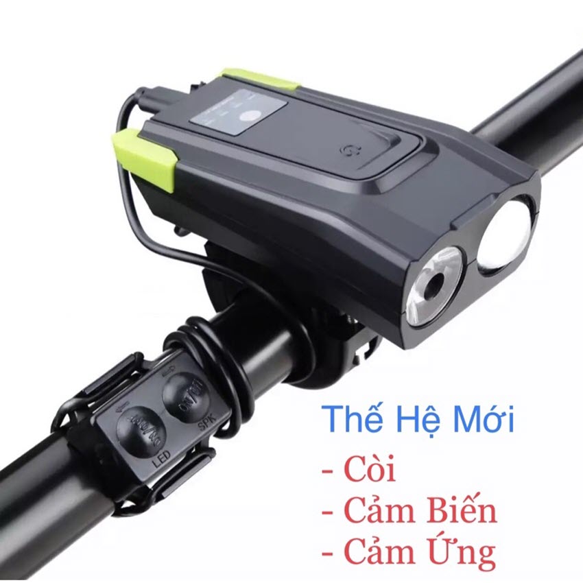 Đèn pha xe đạp có còi T6 tặng 1 đèn led hậu