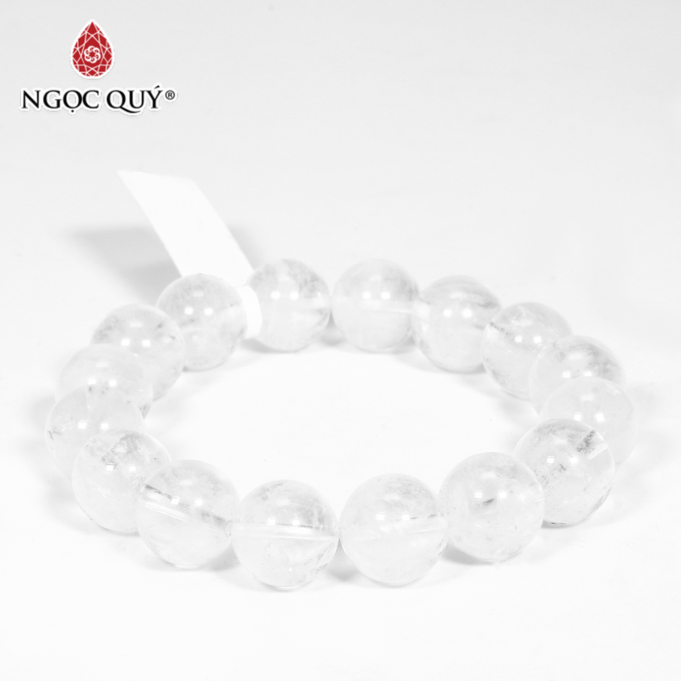 [HCM]Vòng tay đá thạch anh ưu linh trắng hạt 11mm mệnh thủy kim - Ngọc Quý Gemstones