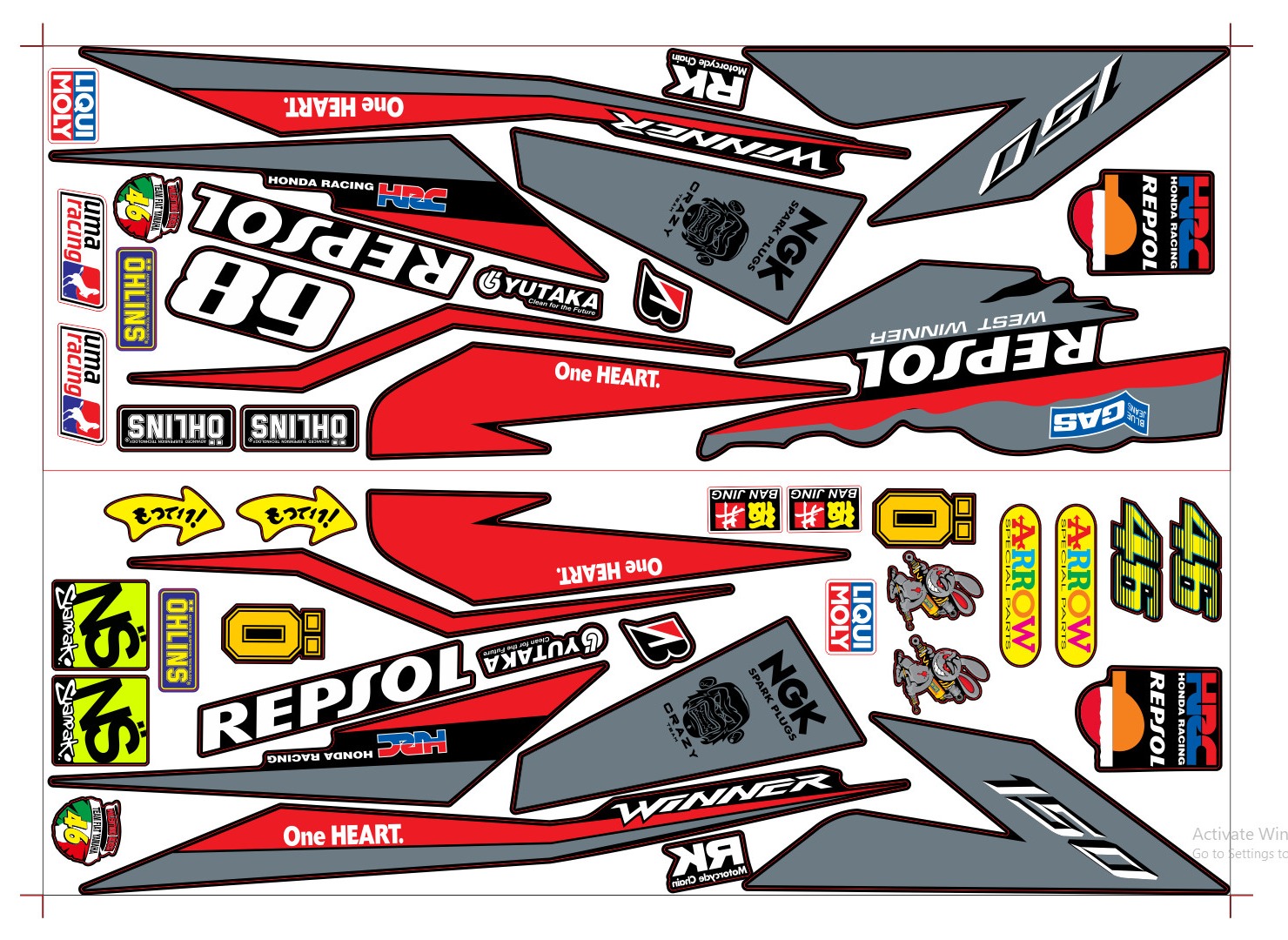 Tem rời winner repsol decal nhám
