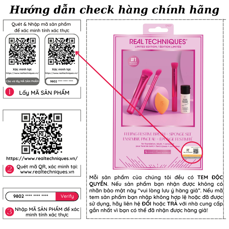 Bộ cọ trang điểm RT Real Techniques limited edition feeling festive brush sponge set