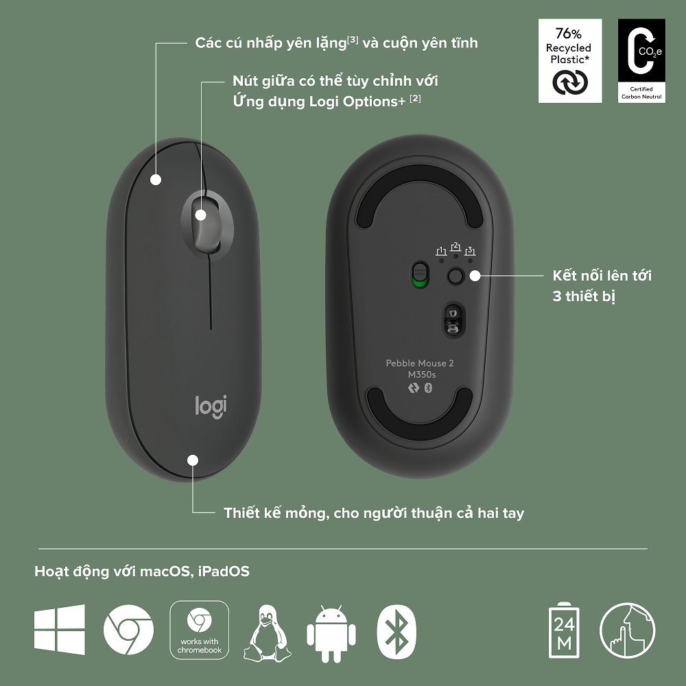 Chuột Logitech Pebble M350s (Logitech M350s Pebble  2 Mouse)