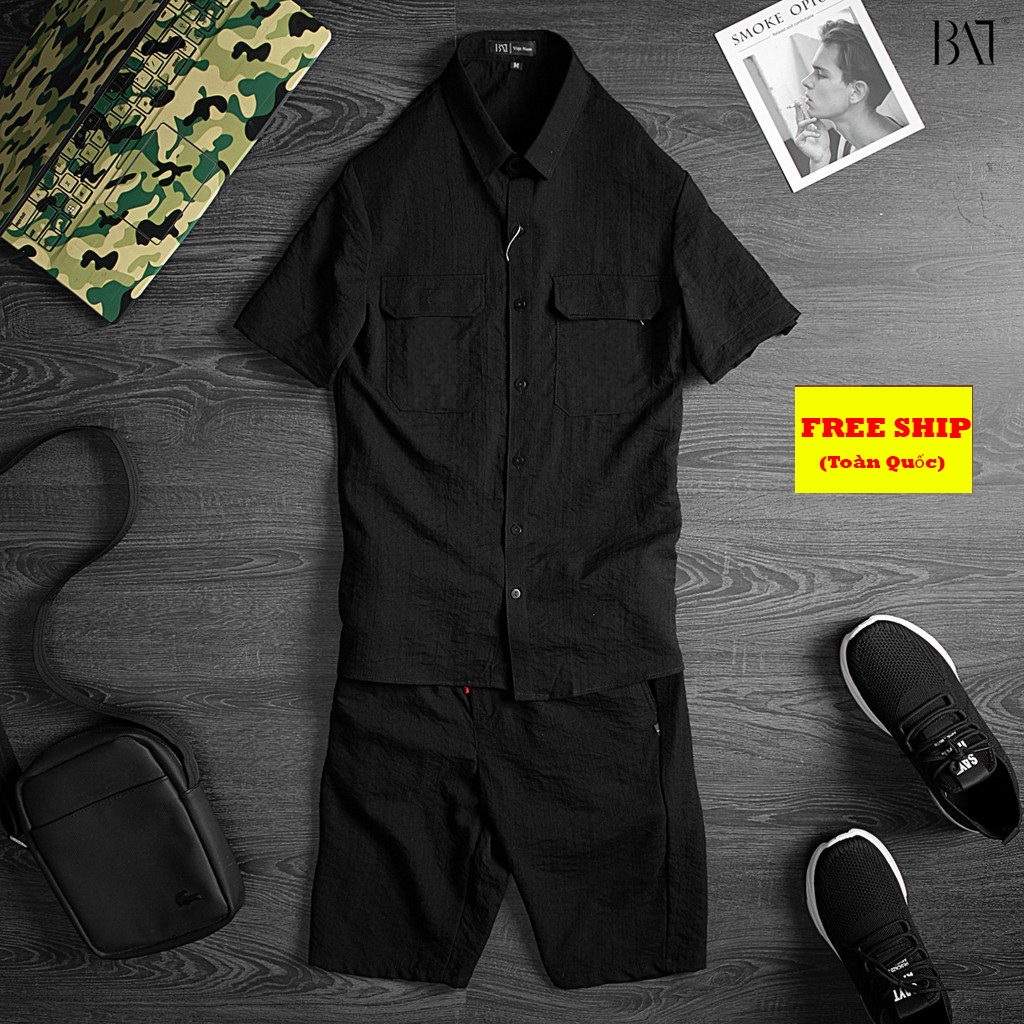[FREESHIP ⚡SIÊU SALE⚡] Bộ Đũi Nam cổ bẻ hot 2021