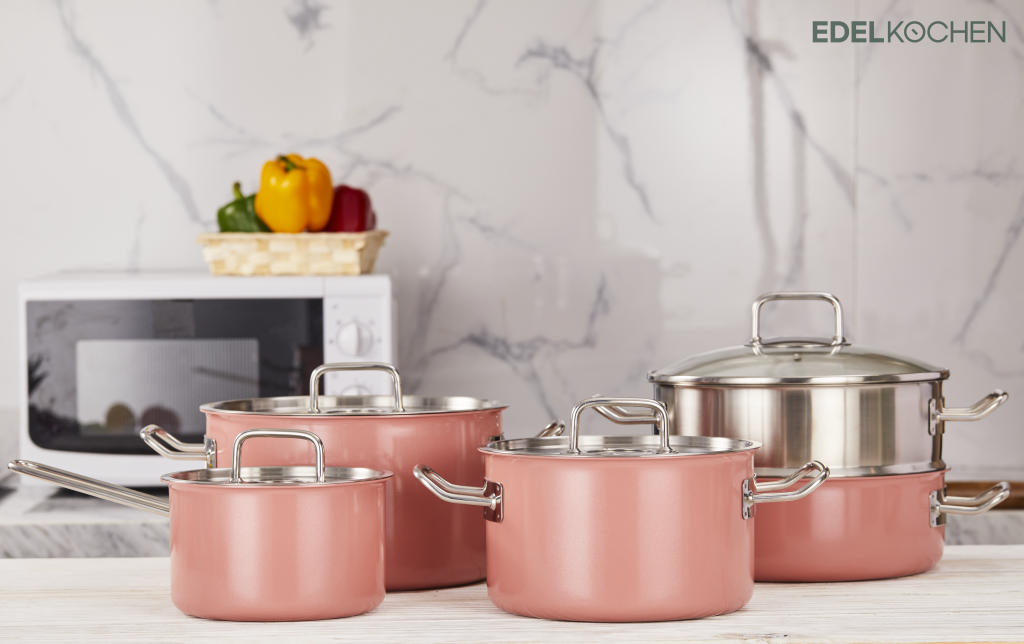 [HCM]Nồi hấp Edelkochen Inox Solid Hồng 3 lớp 24cm kèm xửng hấp