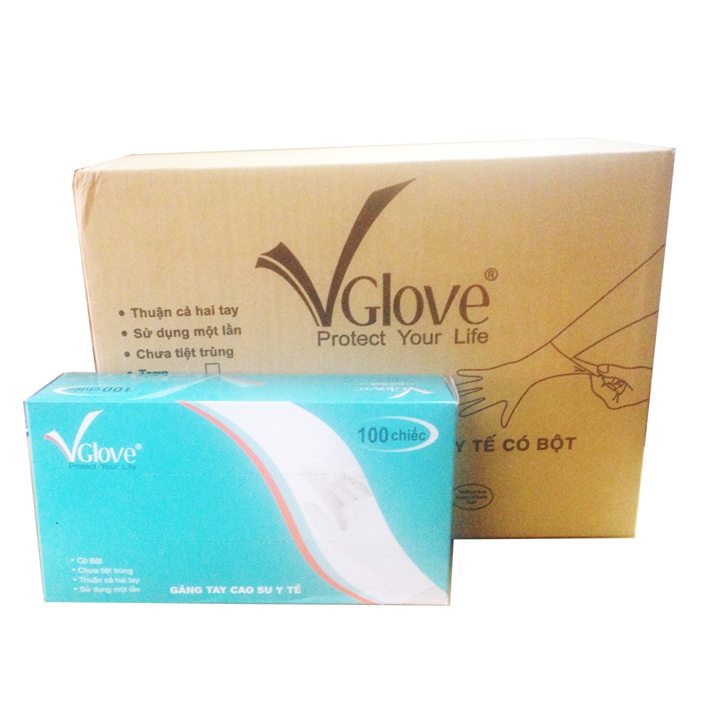 Găng tay y tế Vglove (10 hộp, 100 cái/hộp) size M