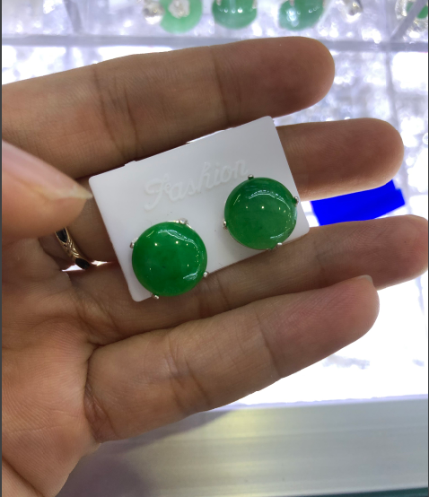 Bông tai nữ bông tai cẩm thạch sang trọng cao cấp Trang Sức Bạc 925