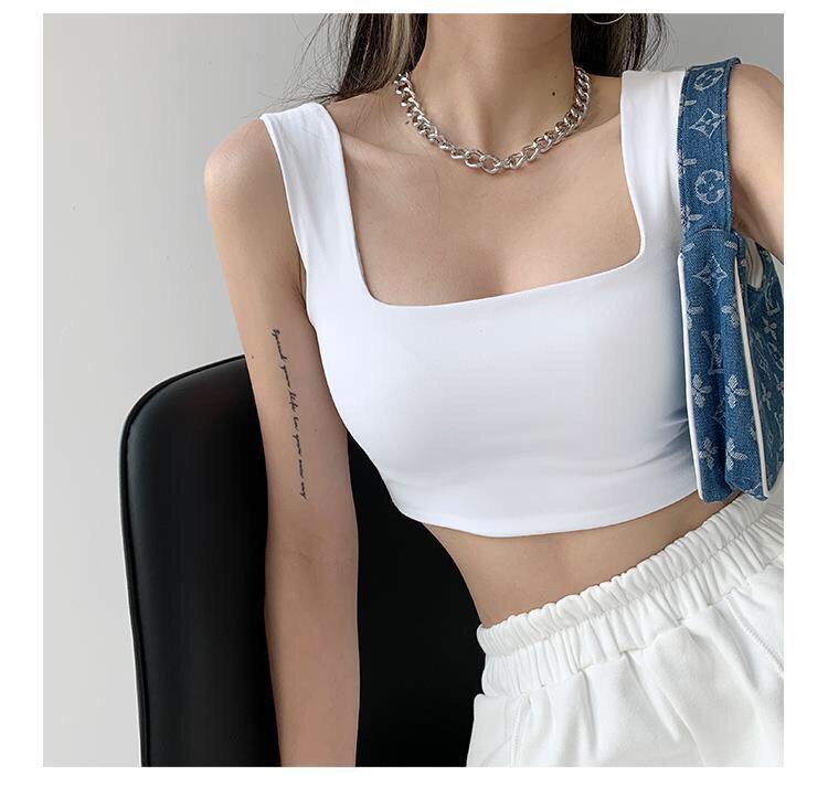 Áo 2 dây nữ bản to cổ vuông ôm body thời trang hàn quốc/ Áo croptop dáng ngắn trẻ trung năng động