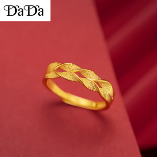 (Mga paninda) pure 18k original Saudi Gold Ring Wheat Ear Ring Open Lady Ring Simple Fashion Engagement Ring gift for girlfriend thumbnail