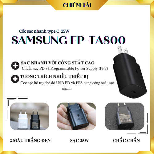 [HCM]Cốc sạc nhanh type C Samsung EP-TA800 25W