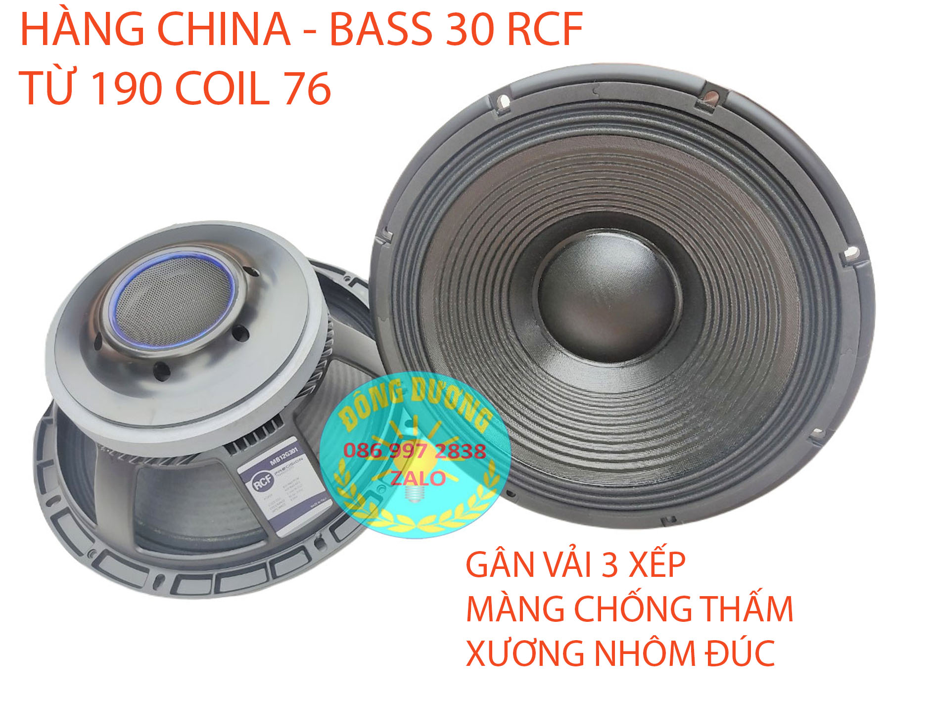 LOA BASS 30 RCF GÂN VẢI 3 XẾP COIL 76 XƯƠNG NHÔM - GIÁ MỘT LOA
