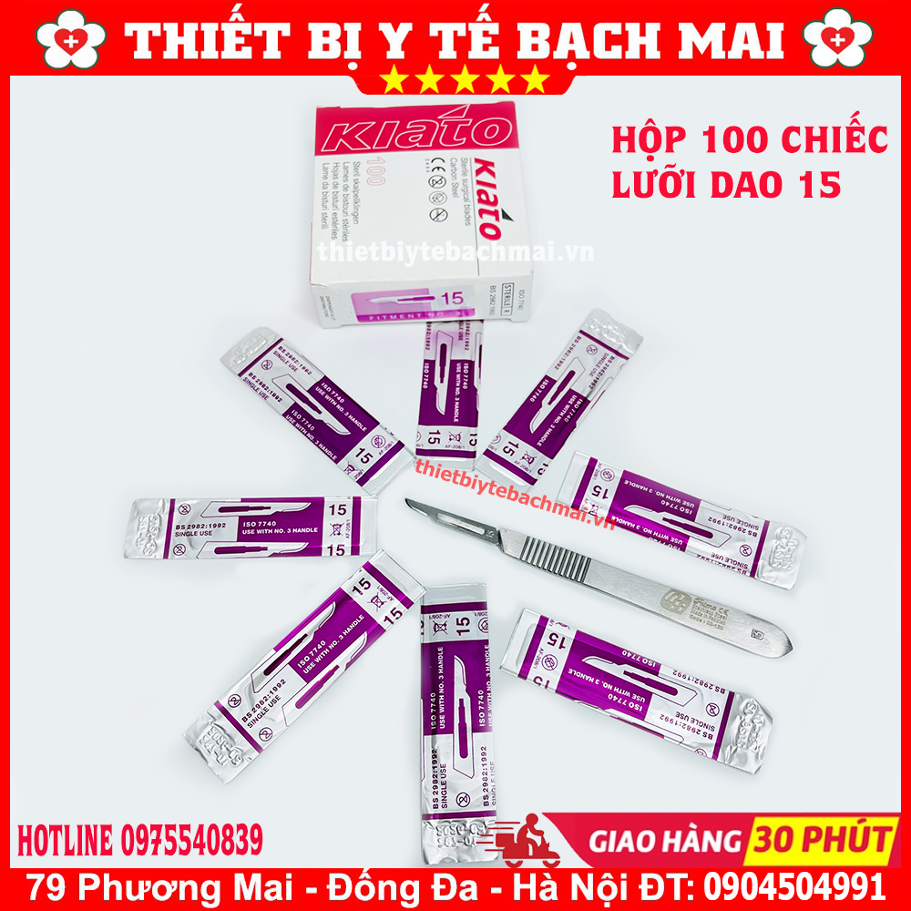 Lưỡi Dao Mổ KIATO Số 15 [Hộp 100 Cái]