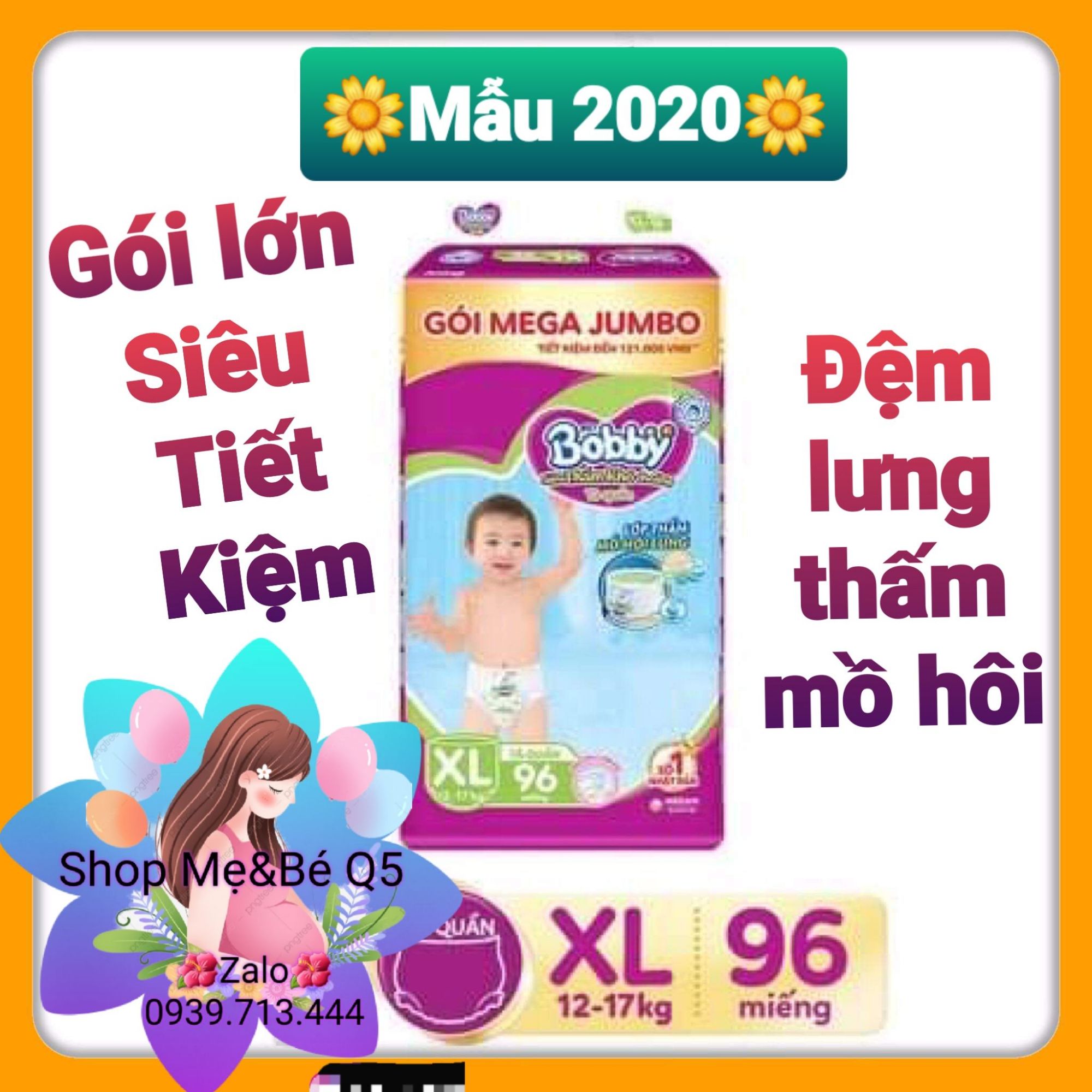 ́́́**MẪU 2020**TÃ QUẦN BOBBY MEGA JUMBO SIZE XL96 MIẾNG
