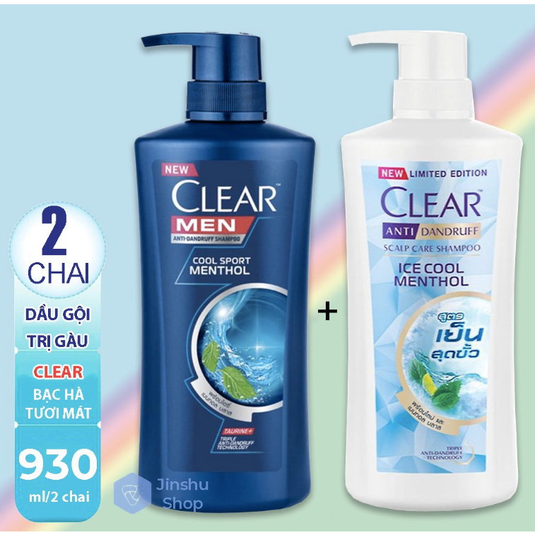 Cặp dầu gội clear men bạc hà 450ml và clear bạc hà 480ml thái lan