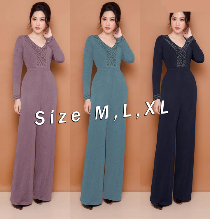Jum dài ống suông cổ tim đính hột