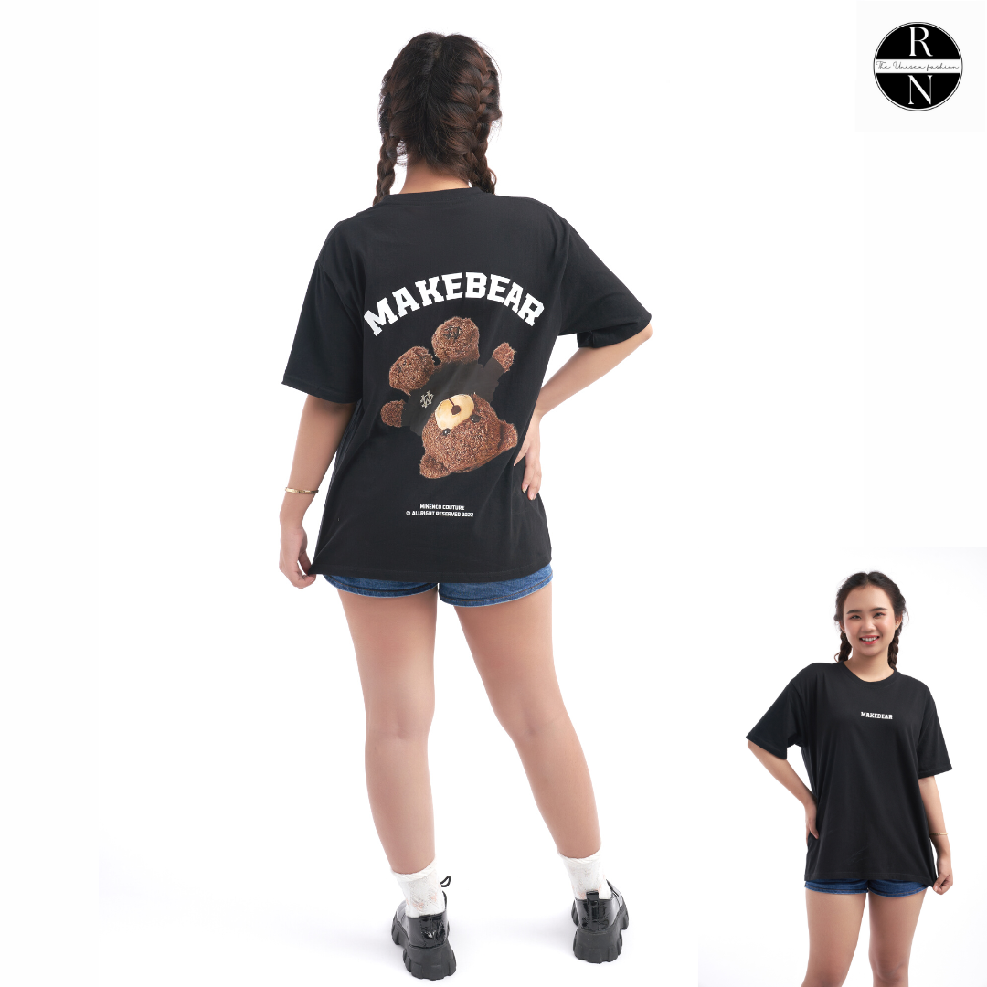Áo thun nam nữ RYNA vải 100% cotton, áo phông unisex nelly form áo rộng, mẫu heybig makebear DB-00100