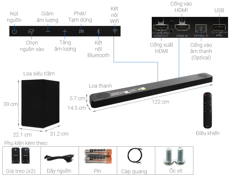 [freeship toàn quốc]Loa Soundbar SC9S 5.1.2 520W Hires Audio -  Hàng Chính Hãng 100%