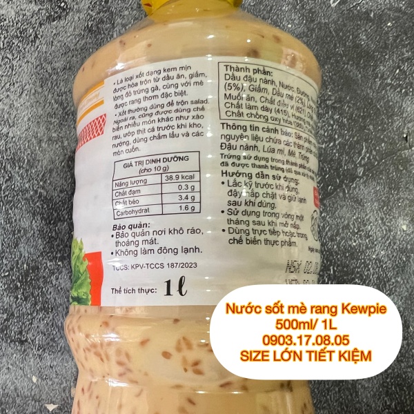 SIZE LỚN TIẾT KIỆM Nước sốt Mè Rang Kewpie (500ml/1L)
