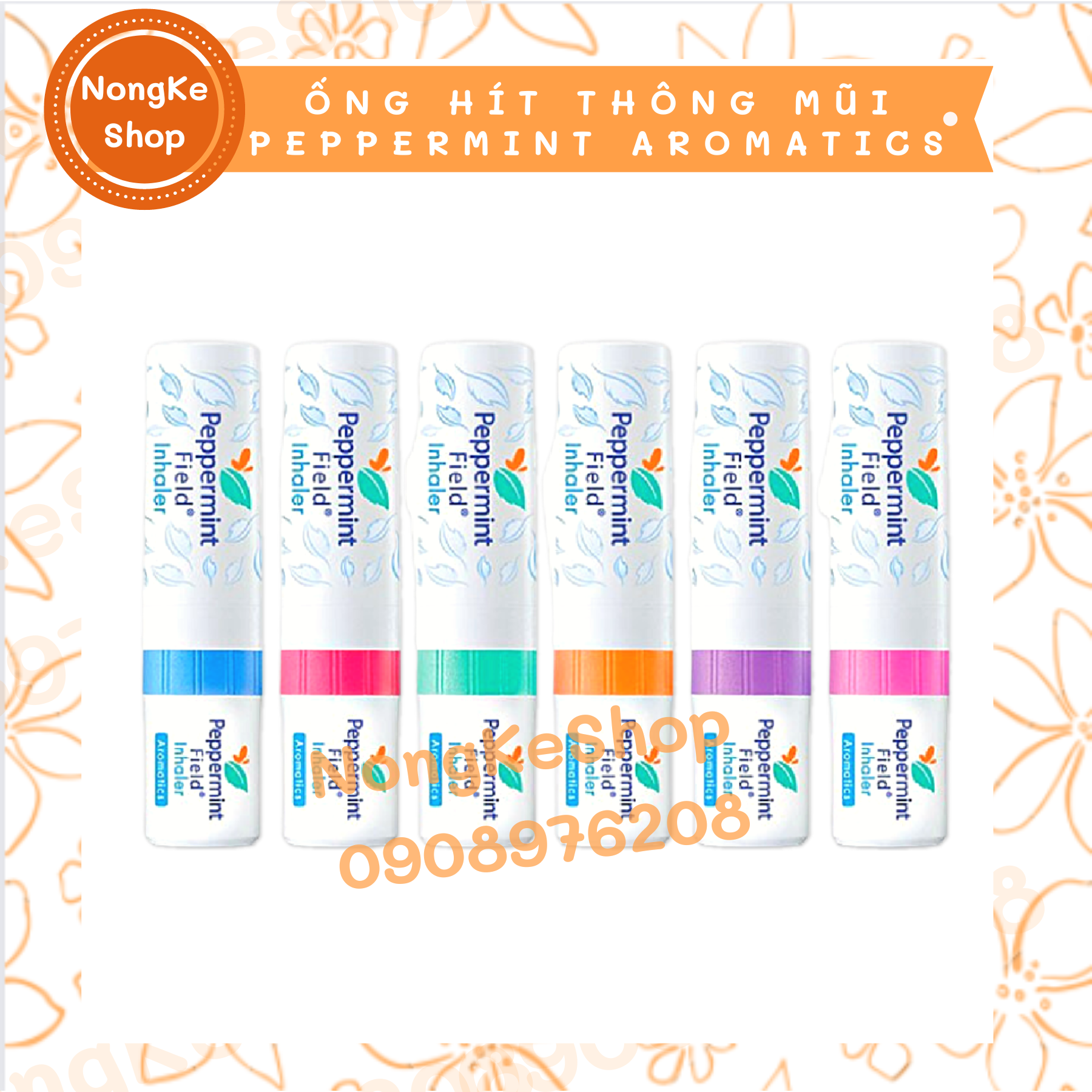 COMBO 1 DÂY 6 ỐNG HÍT THÔNG MŨI PEPPERMINT FIELD THÁI LAN