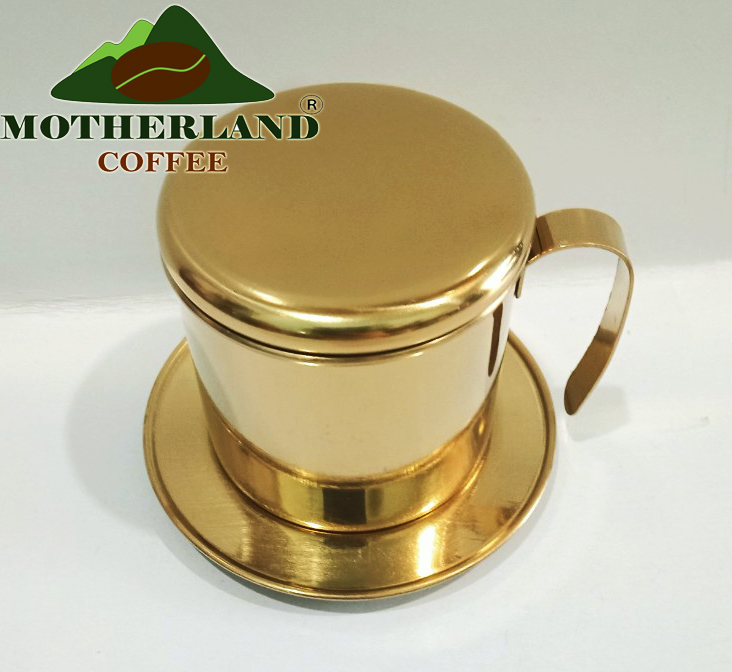 Phin cà phê inox mạ vàng chất liệu thép không gỉ pha 1 người uống
