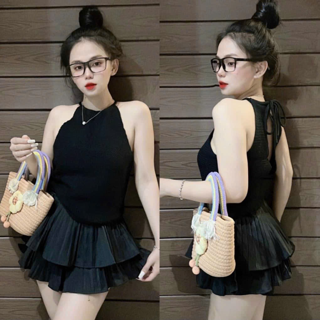 Áo len cổ yếm quảng châu phối đồ siêu đẹp