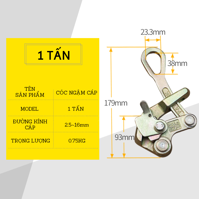 Cóc Kẹp Cáp NGK 1 Tấn, Cóc Ngậm Cáp