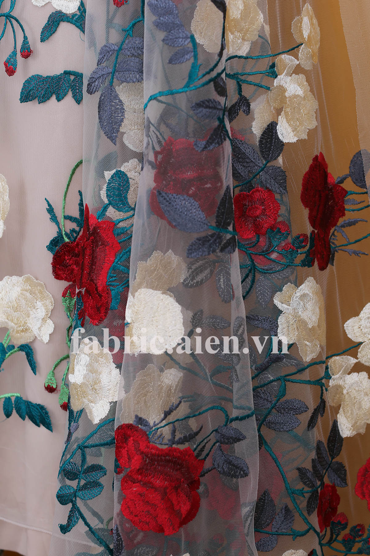 Ren lưới thêu hoa may đầm đẹp ATB-02 (GIÁ BÁN THEO MÉT)