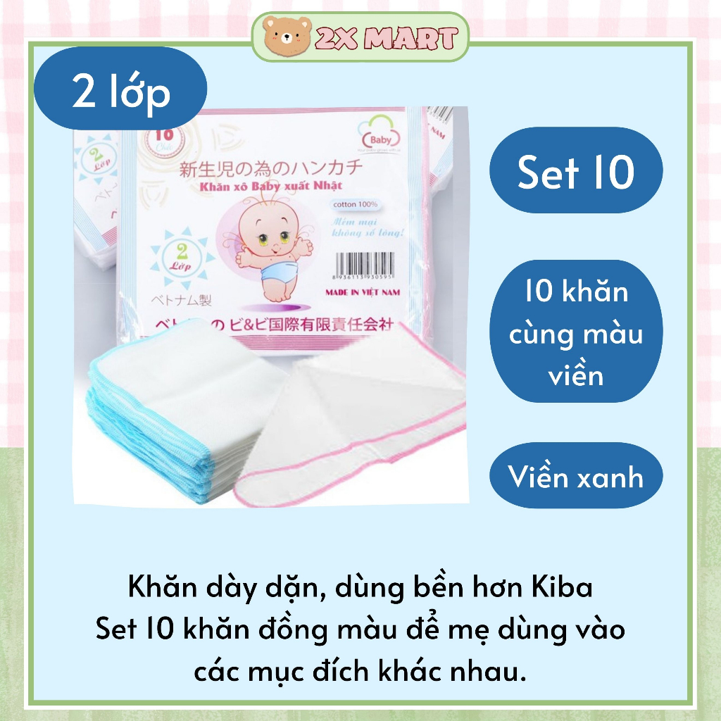 Khăn sữa kiba 2lớp,3lớp, 4lớp(10chiếc)