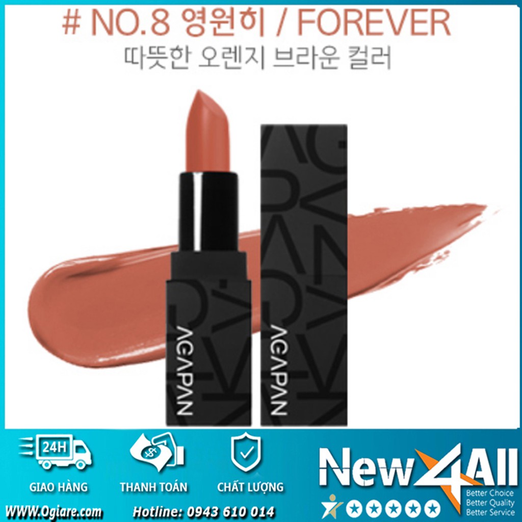 [HCM]Son thỏi lì AGAPAN Pit A Pat Matte Lipstick 3.5g #08 Forever (Cam đất)