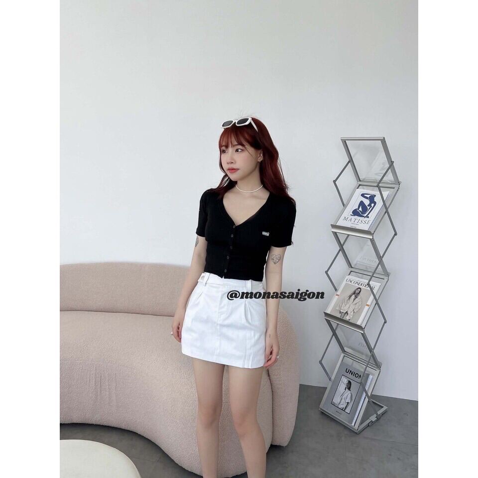 [VOUCHER 12%/149K] MONÁ - Áo croptop cổ tim - BORIM TOP XANH CỐM/TRẮNG/ĐEN