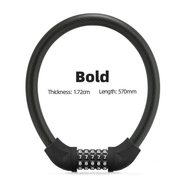 ROCKBROS Khóa xe đạp Mã năm chữ số Chống trộm Thép MTB Khóa Cáp in đậm Khóa mật khẩu Khóa PVC Bọc xe máy Khóa xe đạp Phụ kiện xe đạp