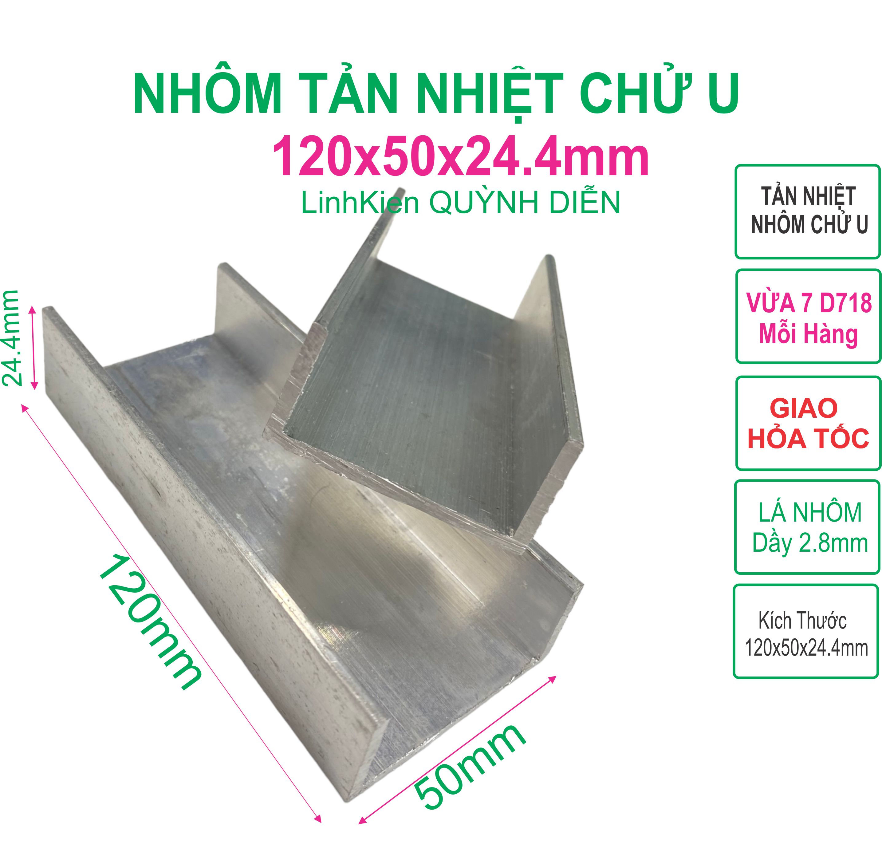 Nhôm tản nhiệt chử U Combo 5 miếng - Linh Kiện Điện Tử QUỲNH DIỄN