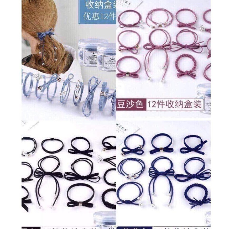[Hoàn Tiền 6%] Hộp 12 chun buộc tóc siêu đẹp 𝐊𝟒𝟕