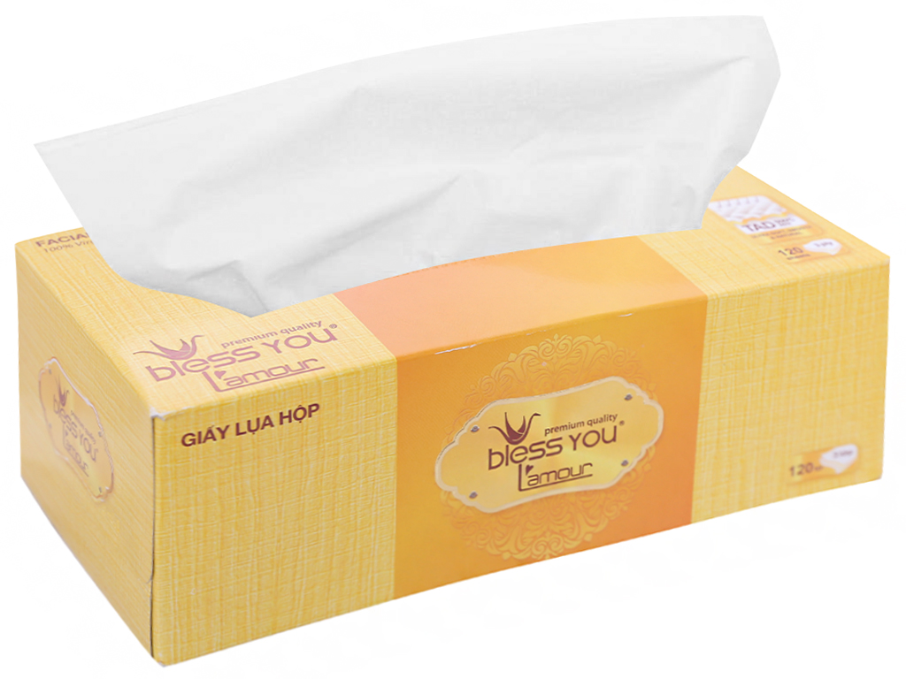 Khăn giấy lụa Bless You L'amour 3 lớp hộp 120 Tờ