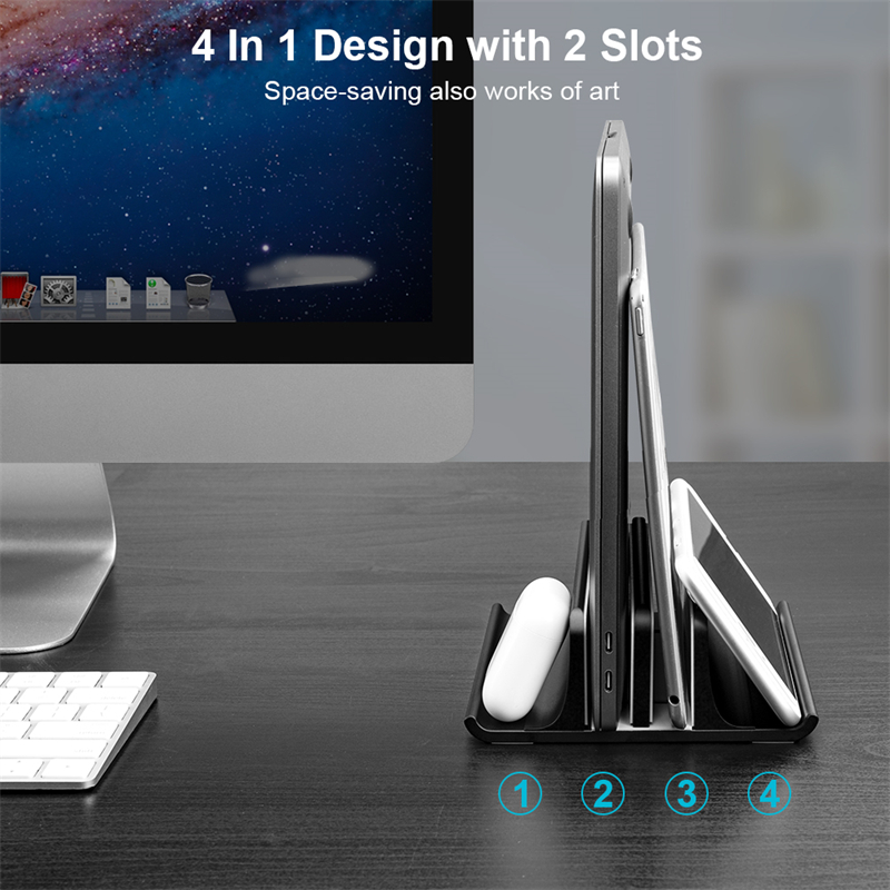 Vertical Laptop Stand Holder Adjustable Desktop ABS for Notebook,for Dock 5-in-1 Space-Saving,up to 17.3 inch