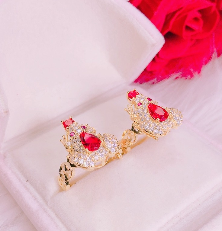 Nhẫn hoa mạ vàng nhẫn nữ thời trang vàng non vàng xi kim nhẫn vàng 24k 18k nhẫn hoa đính đá sang trọng - Trang Sức GADO N06986 CAM KẾT KHÔNG ĐEN
