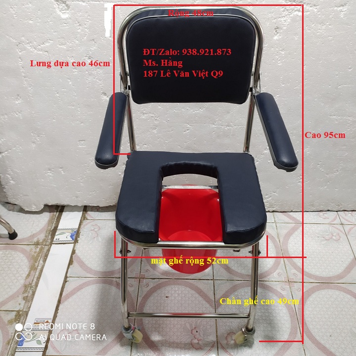 [HCM]Ghế Bô Vệ Sinh Inox Có Bánh Xe - GB01I