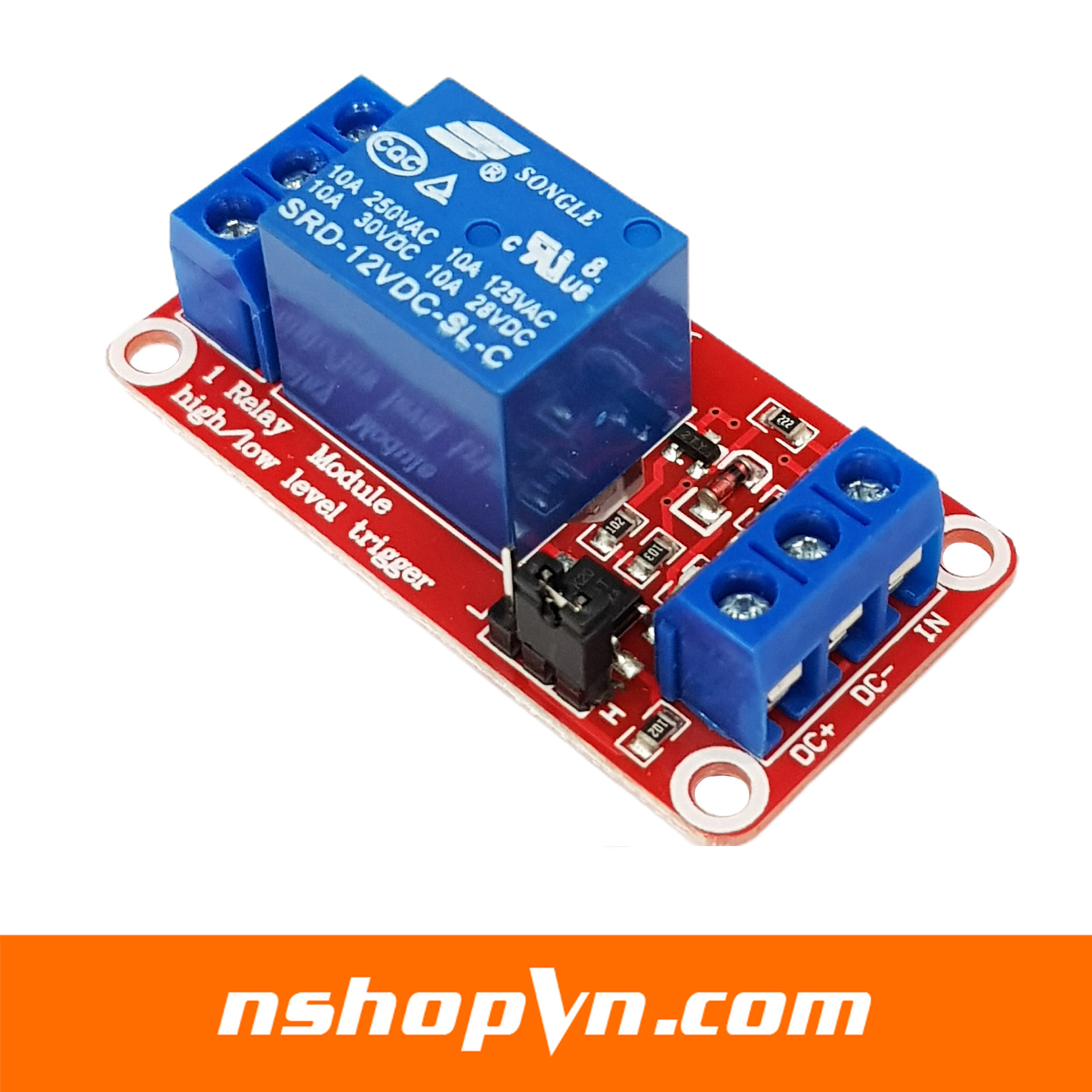 Module 1 Relay Với Opto Cách Ly Kích H/L (12VDC)