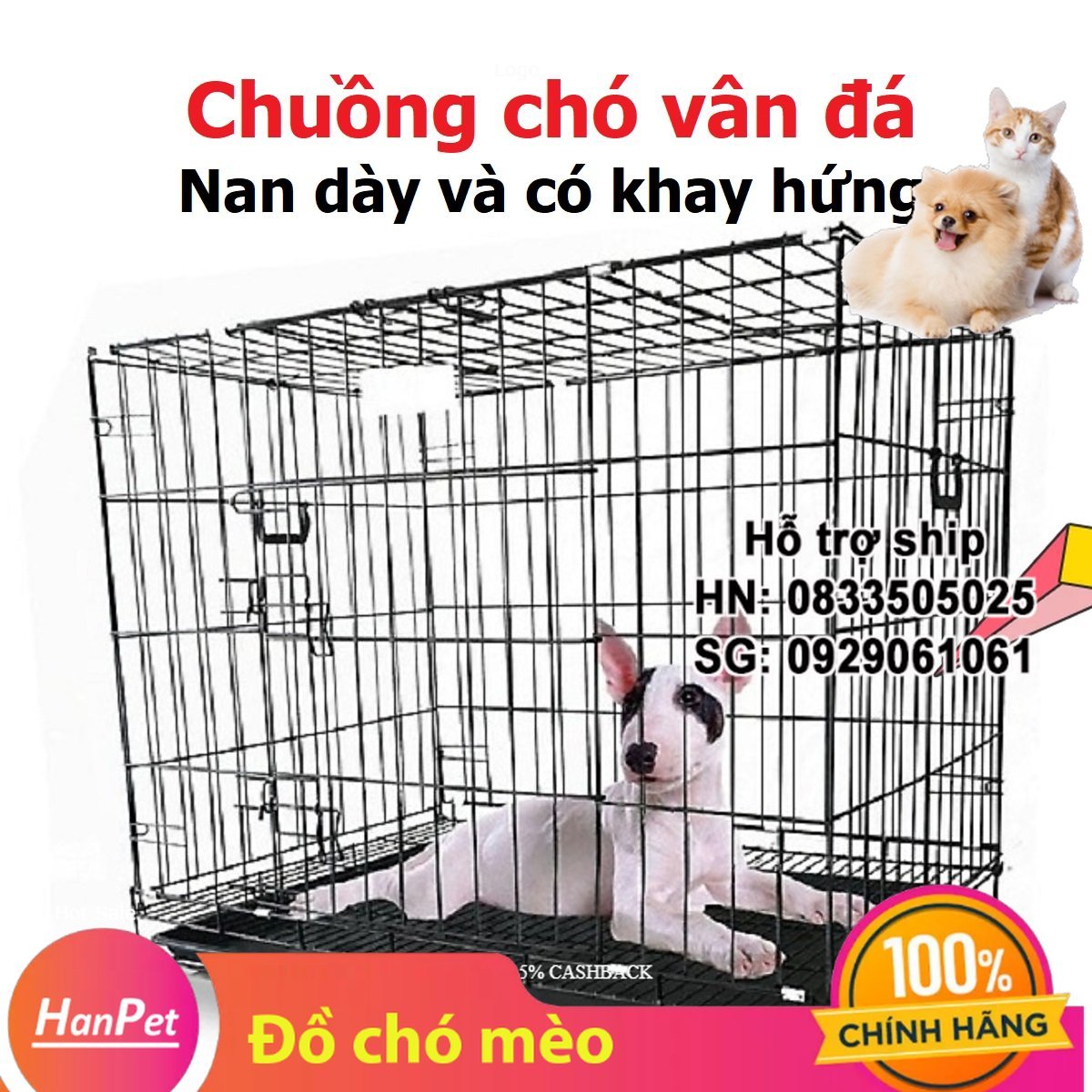 - Lồng chó mèo vân đá chuồng cho chó mèo gấp gọn