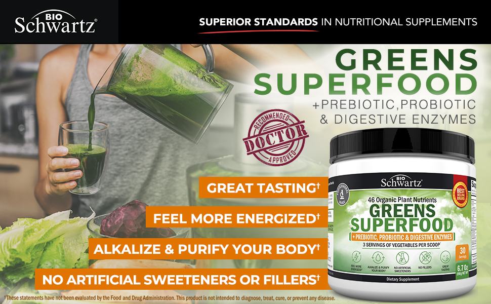 Bột BioSchwartz GREENS SUPERFOOD POWDER 190g