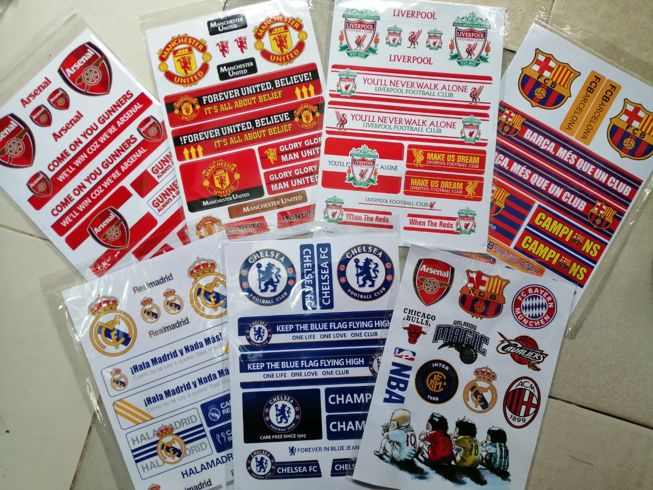 Bộ sticker logo các CLB dán xe, điện thoại, laptop...