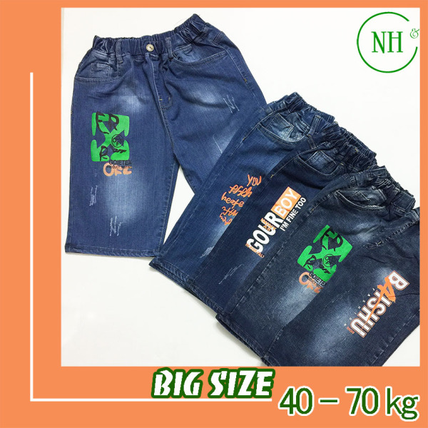 Nơi bán Quần short cho bé trai SIZE ĐẠI từ 35kg đến gần 70kg, quần short jean co giãn lưng thun - NH KIDS Shop