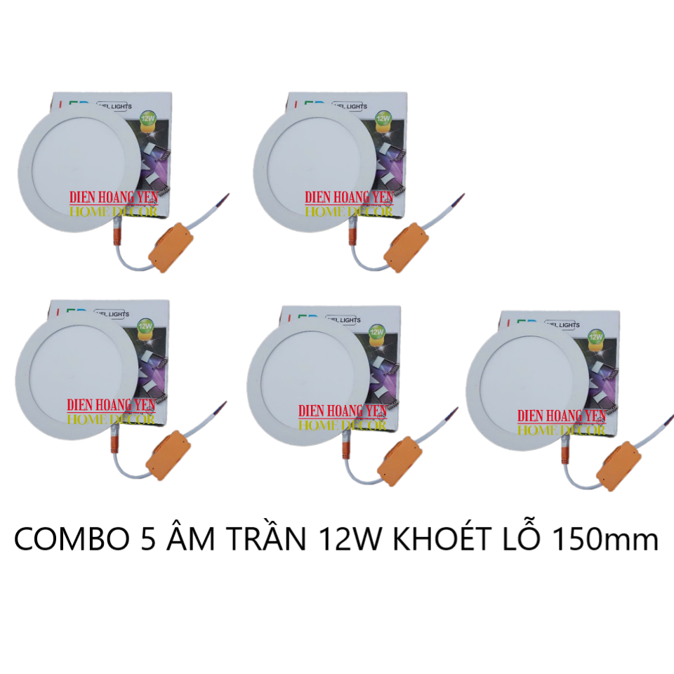 Bộ 5 Đèn Led âm trần siêu mỏng 12w BẢO HÀNH 12 tháng