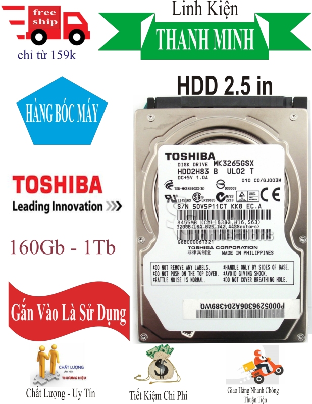 Bảng giá [HCM]Ổ cứng hdd laptop TOSHIBA tháo máy bh 12 tháng 500GB320GB250GB160GB120GB Phong Vũ