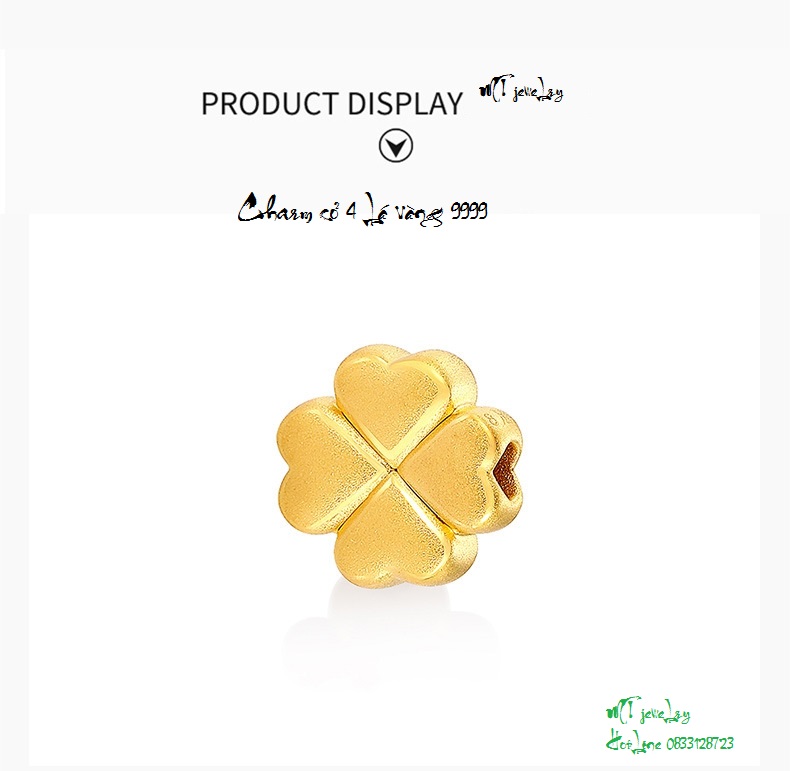 Charm Cỏ 4 lá vàng 24k