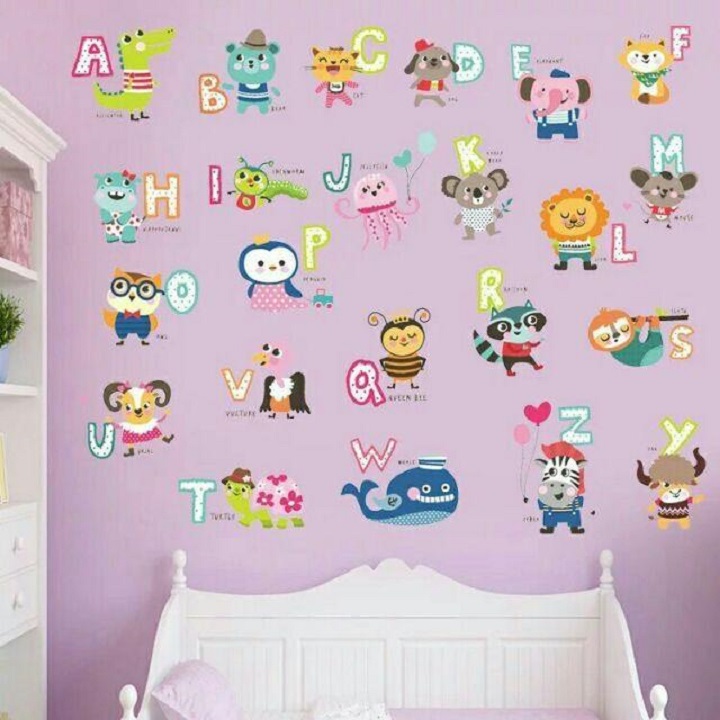 [HCM]Decal dán tường hình thú kèm chữ cái